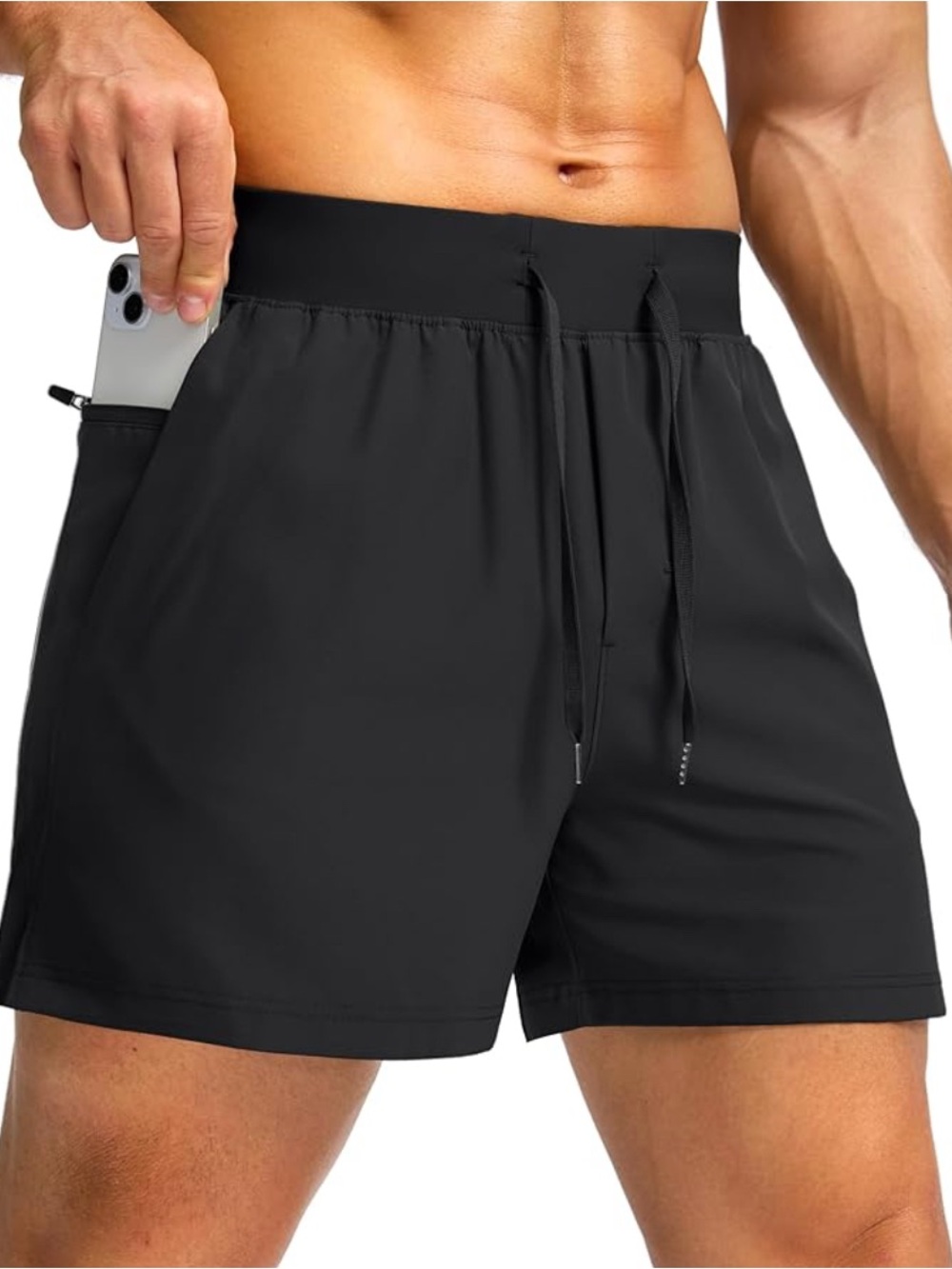 Soothfeel Men's Performance Drawstring Athletic Shorts - Black size XL
